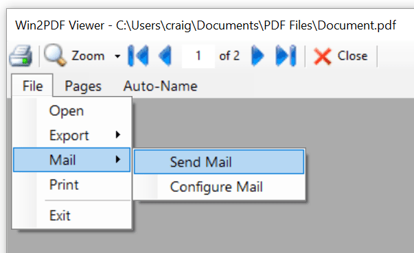 Win2PDF Desktop Send Mail